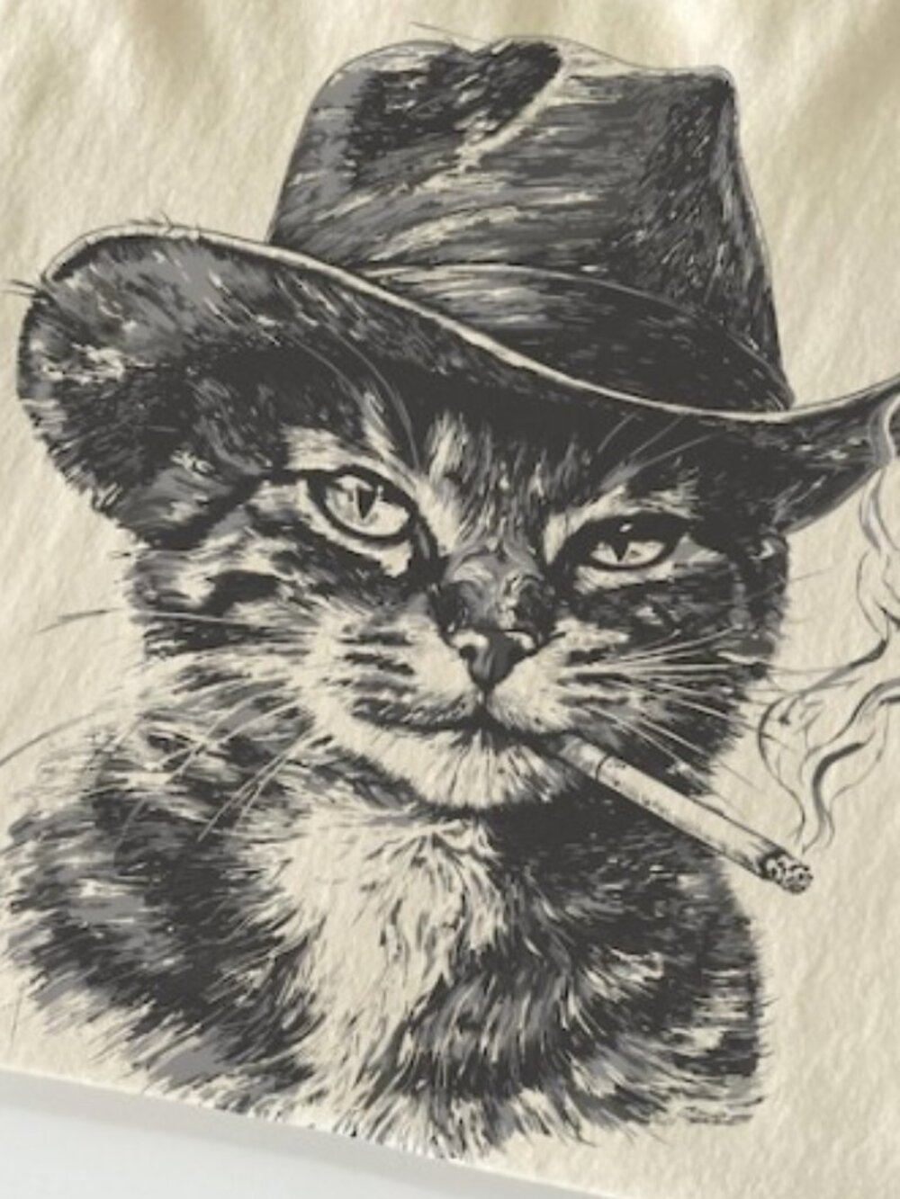 Funny Cat T-shirt, Cat Smoking T-Shirt, Retro Cowboy, Cat Lover Gift - Picture 2 of 3